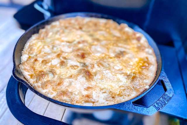 Burning Brisket Smoked Mac and Cheese in Lodge Cast Iron Skillet