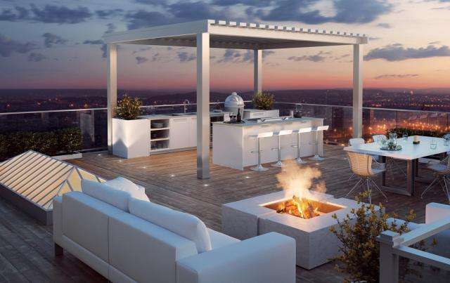 Blaze kamado set up in outdoor kitchen