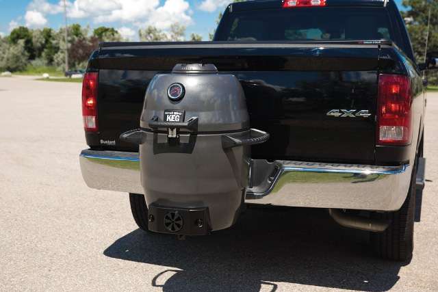 Broil King Keg loaded to pickup truck with hitch adapter