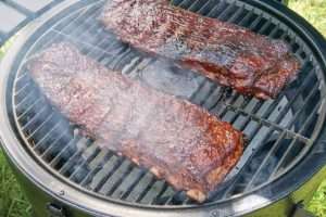 Ribs smoked in the Char-Griller Akorn Kamado with Smoking Stone