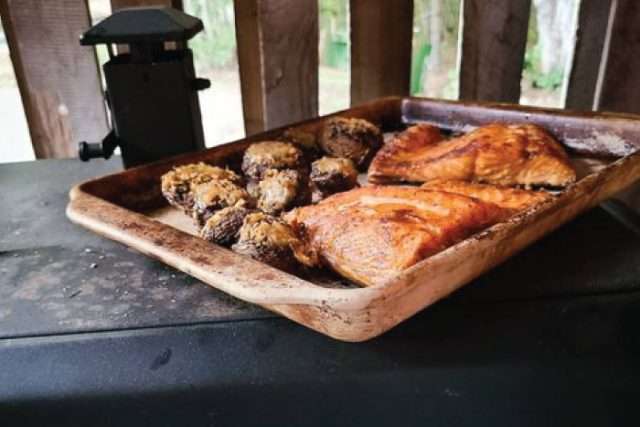 Food smoked in the Dyna-Glo Vertical Wide Body Offset