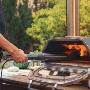 Looftlighter Pro being used to light Ooni Karu 16 pizza oven